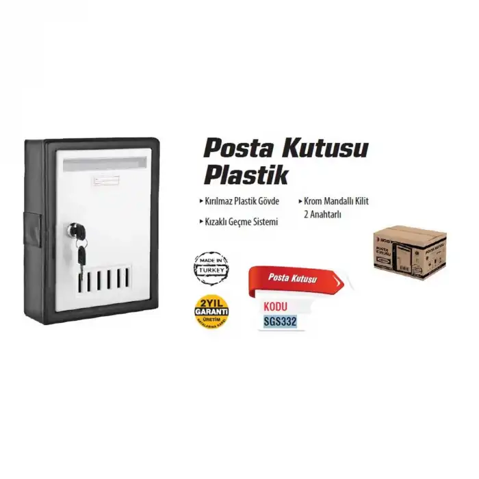 SGS 332 Plastik Posta Kutusu 2 Anahtarlı