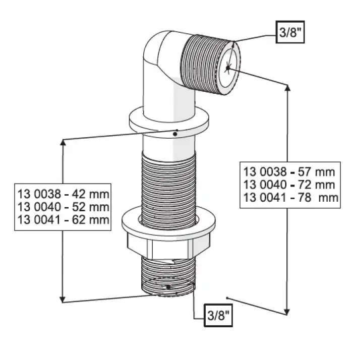 TEMİZ SU GİRİŞ DİRSEĞİ UZUN 3/8 52 MM