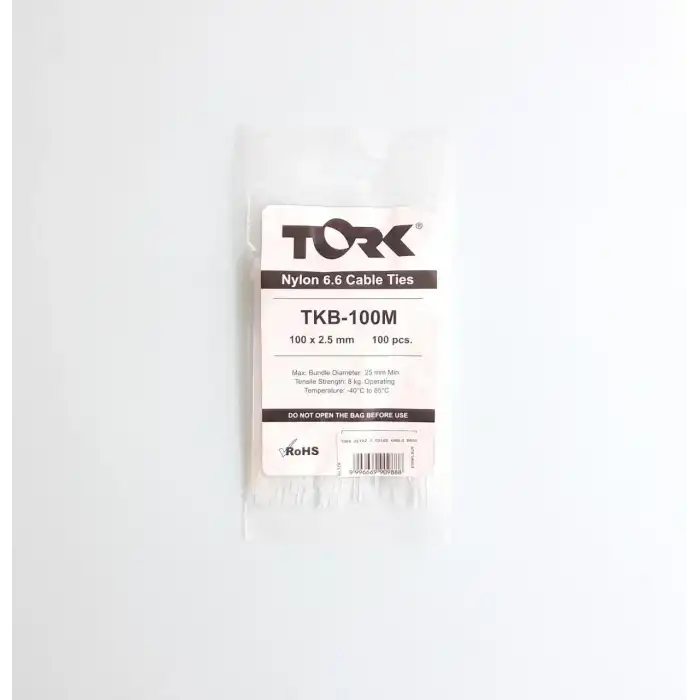 Tork Beyaz Kablo Bağı 2,5X100