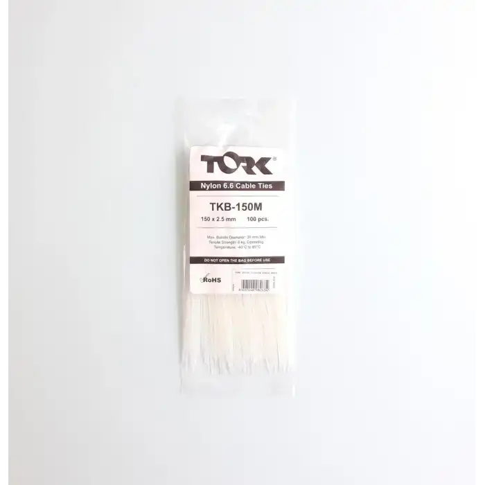 Tork Beyaz Kablo Bağı 2,5X150