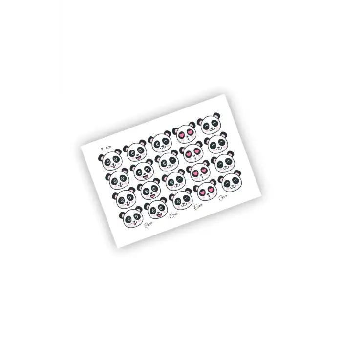 Mini Panda Sticker Panda Etiket (2CM) 20 Etiket