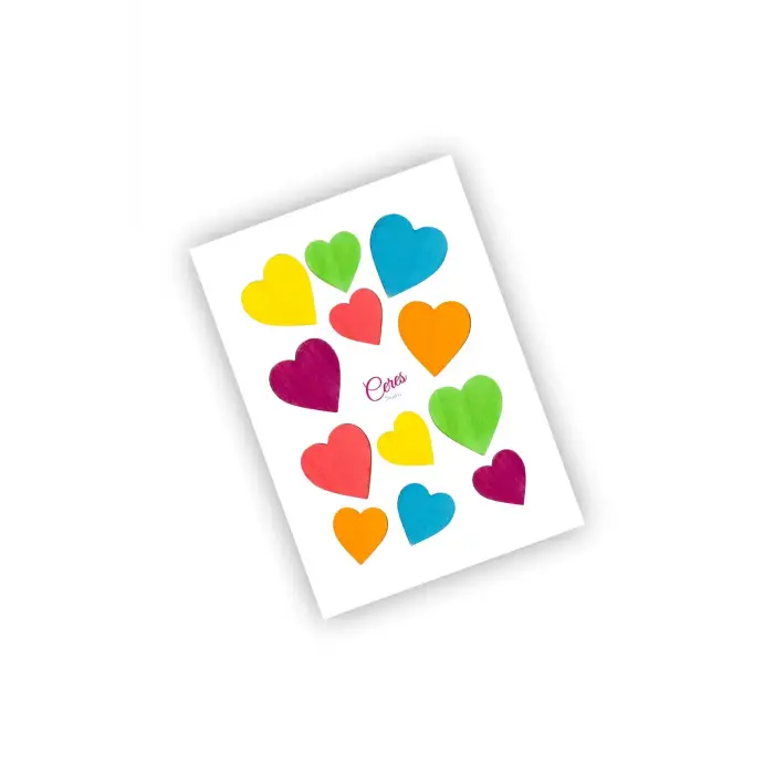 Renkli Dekor Kalp Sticker Etiket 12 Etiket