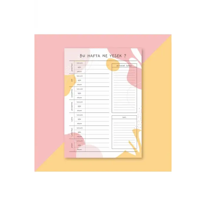 Bugün Ne Yesek? Öğün Planlayıcı Bloknot - Notepad A5 (14x20cm) 50 Sayfa Not Defteri