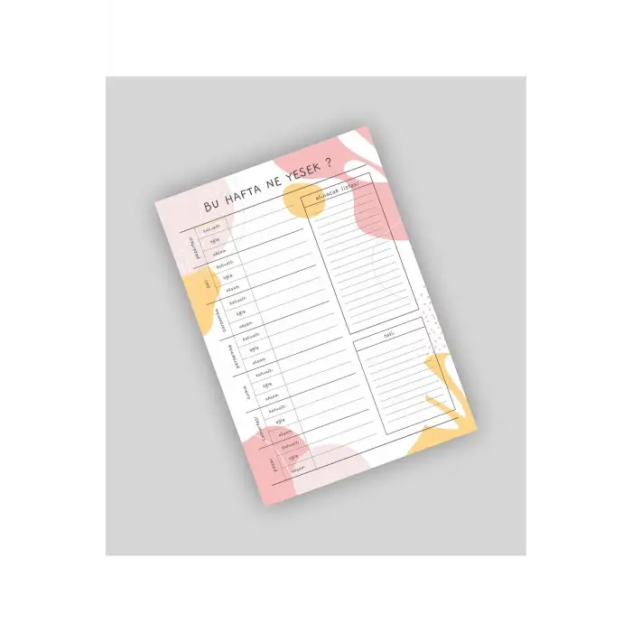 Bugün Ne Yesek? Öğün Planlayıcı Bloknot - Notepad A5 (14x20cm) 50 Sayfa Not Defteri