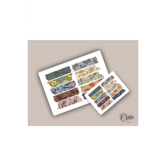 Washi Tape | Renkli - Eğlenceli - Nostaljik - Retro | Etiket Sticker (1 SAYFA)