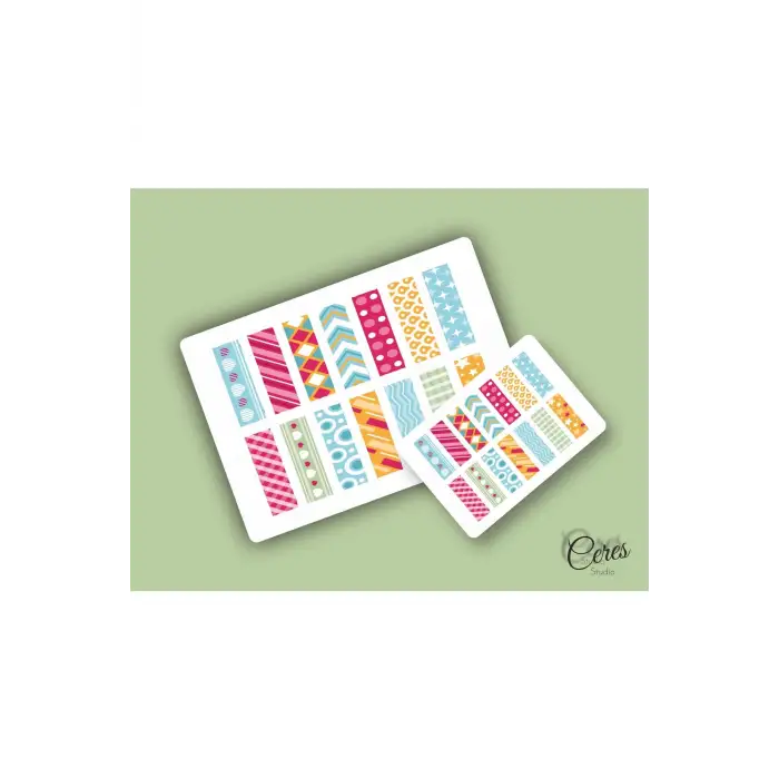 Washi Tape | Renkli - Eğlenceli - Nostaljik - Retro | Etiket Sticker (1 SAYFA)