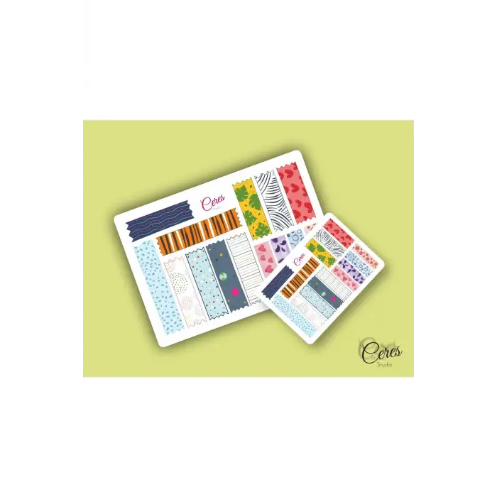 Washi Tape | Renkli - Eğlenceli - Nostaljik - Retro | Etiket Sticker (1 SAYFA)