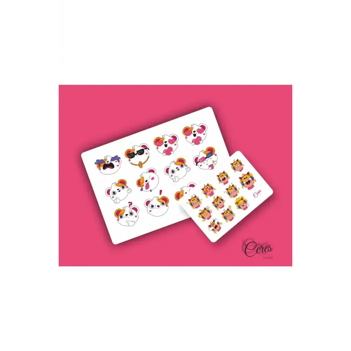Anime Emoji Set 22 Adet Etiket 2 Sayfa 9x13cm