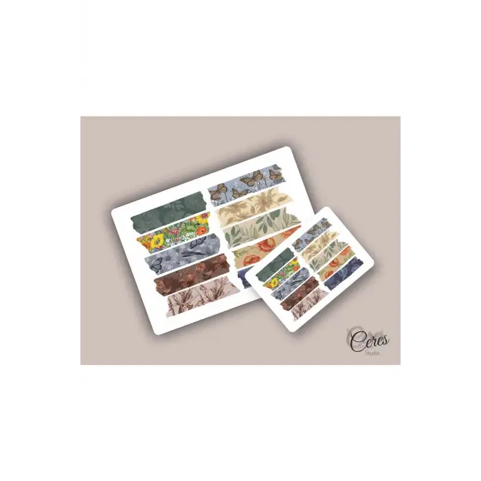 15 Sayfa 206 Adet Washi Tape Etiket Sticker Set (9x13cm 15 Sayfa Toplam 206 Bant)
