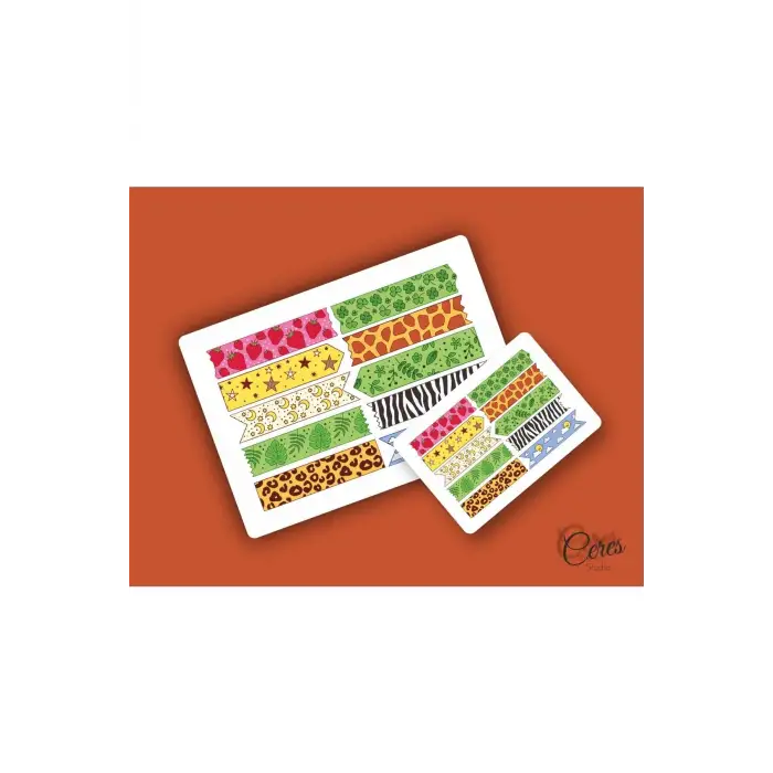15 Sayfa 206 Adet Washi Tape Etiket Sticker Set (9x13cm 15 Sayfa Toplam 206 Bant)