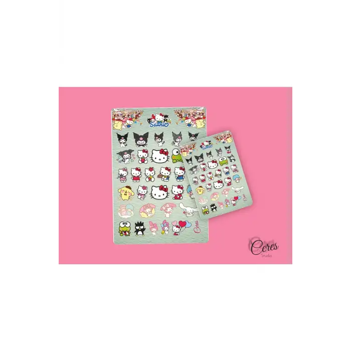Hello Kitty Sanrio Karışık Sticker Set Etiket 4 Sayfa 70 Etiket