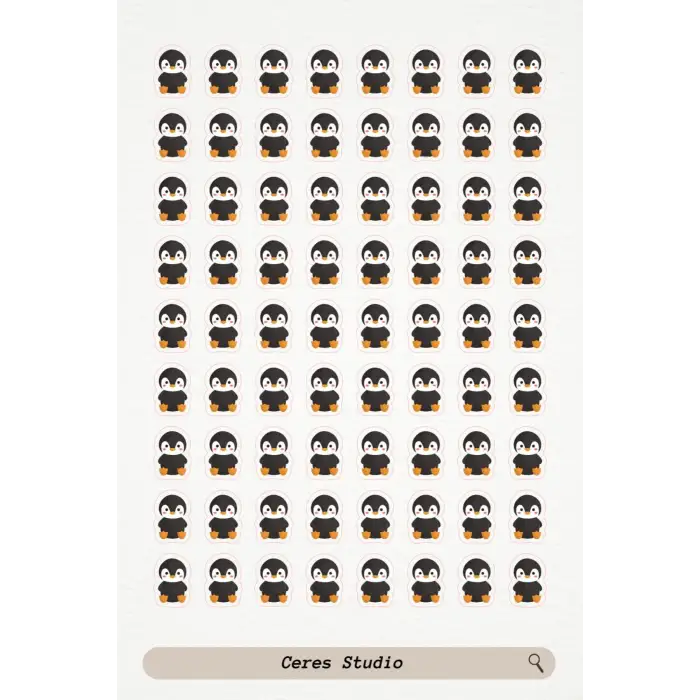Penguen Pingu Sticker Etiket 3 Sayfa 216 Adet Etiket - Penguen Penguin