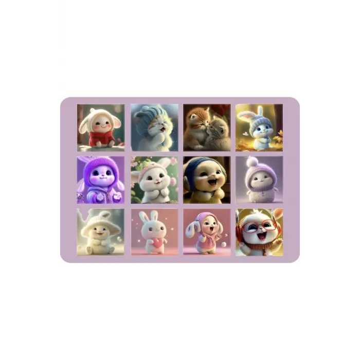 Bunny Tatlı Tavşan Tema Sticker Etiket 2 Sayfa 24 Adet Etiket