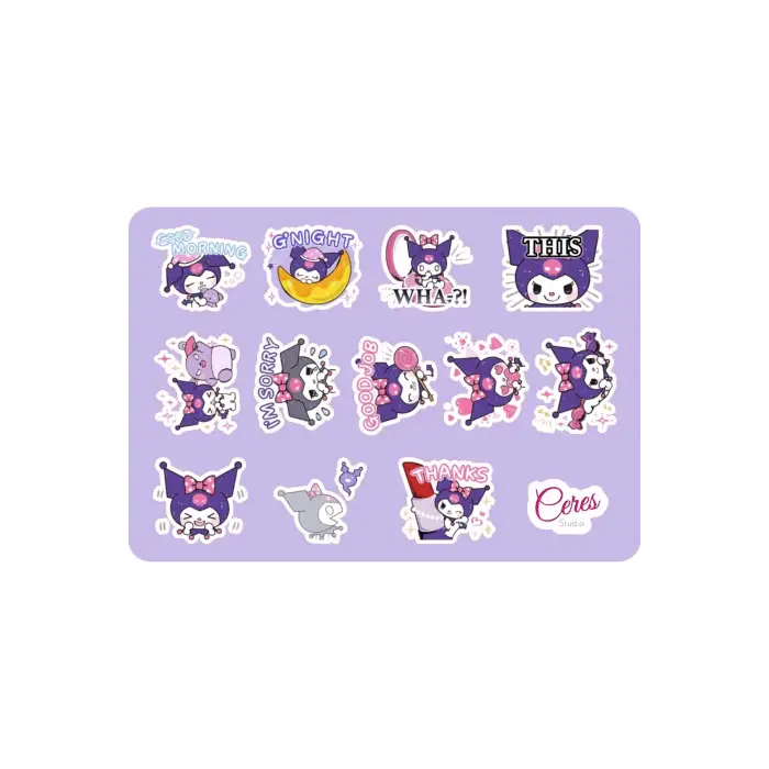 Kuromi Sanrio Hello Kitty Sticker Etiket 2 Sayfa 25 Adet Etiket