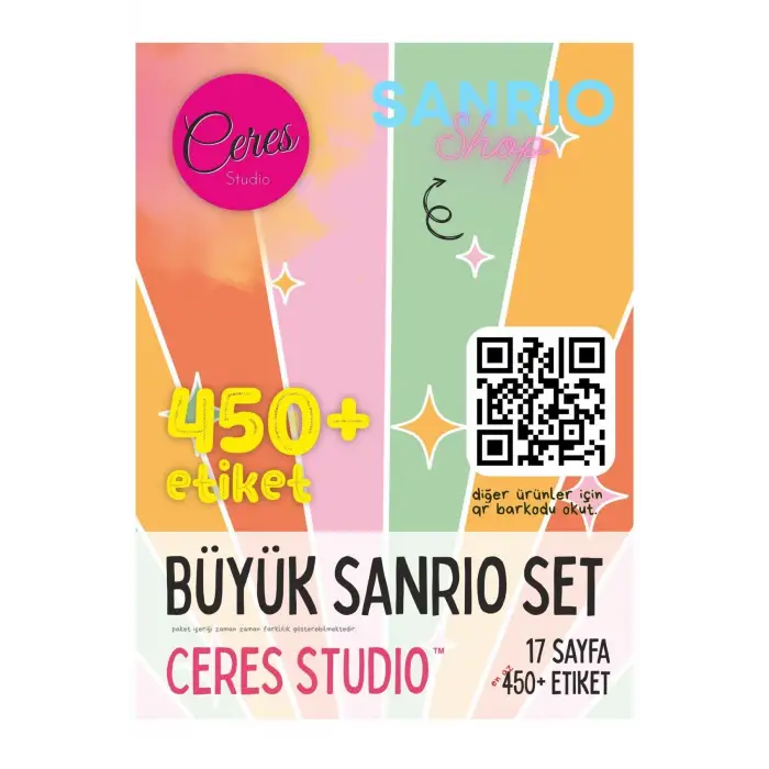 Büyük Sanrio Sticker Set Hello Kitty Kuromi 17 Sayfa 450den Fazla Sticker Etiket (425)
