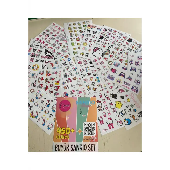 Büyük Sanrio Sticker Set Hello Kitty Kuromi 17 Sayfa 450den Fazla Sticker Etiket (425)