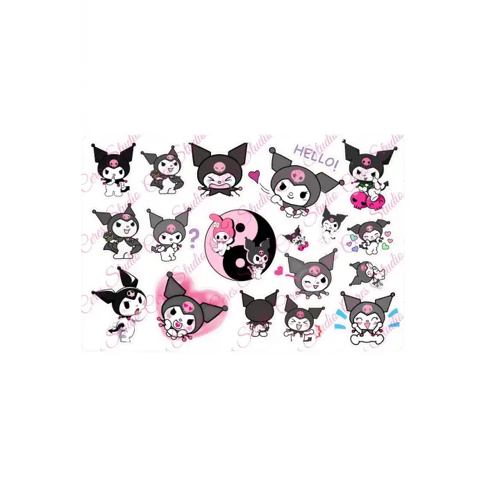 Kuromi Sanrio Sticker 2cm Ile 5cm Arası 18 Adet Etiket