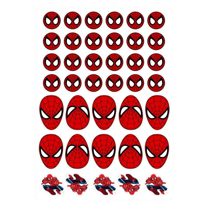 Spiderman Mask Sticker Etiket - 13x18cm Tek Sayfa 39 Adet Etiket