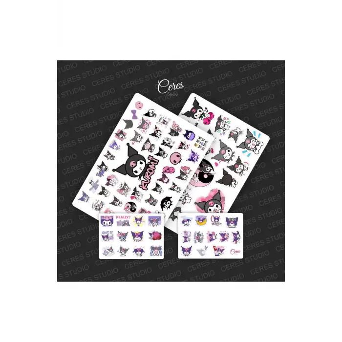 Kuromi Sanrio Sticker Set - 10 Sayfa 159 Adet Etiket ( Planlayıcı Bullet Journal Için Uygundur.)