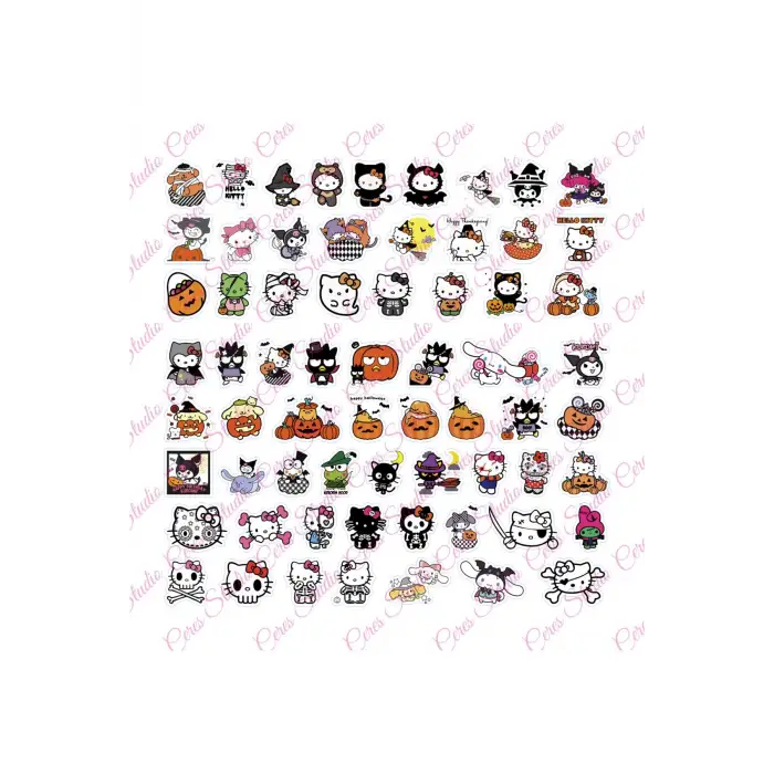 Sanrio Hello Kitty Halloween Sticker Etiket 2 Sayfa 65 Adet Etiket