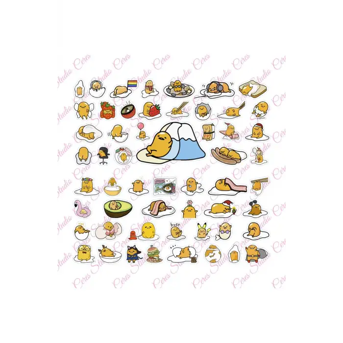 Gudetama Sanrio Hello Kitty Sticker Etiket 2 Sayfa 55 Adet Etiket