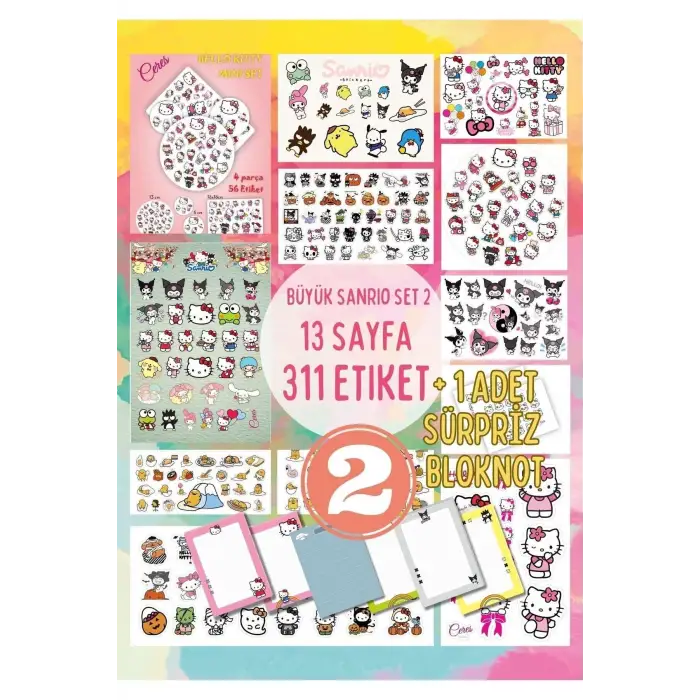 Sanrio Sticker Set 2 Hello Kitty Kuromi Melody Planlayıcı Journal Telefon Etiket Bloknot