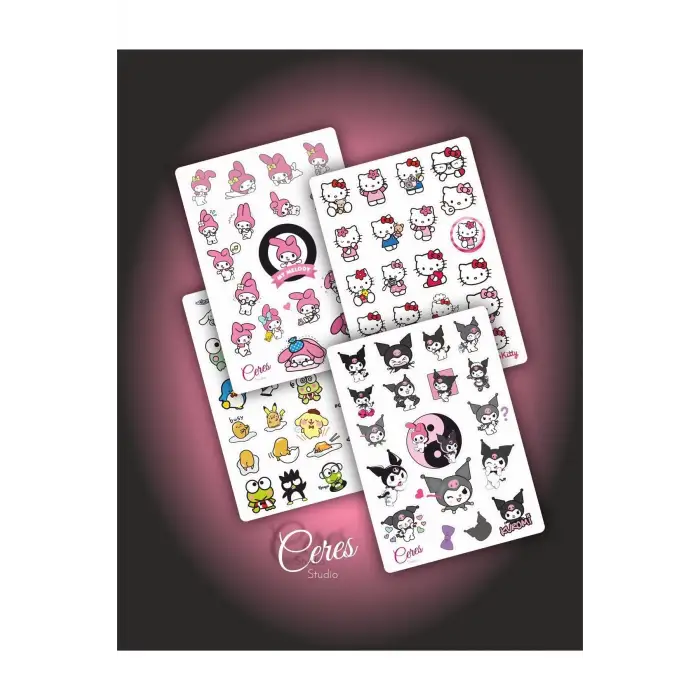 Hello Kitty Ve Arkadaşları Kuromi My Melody Cinnamoroll 77 Etiket Bullet Journal Telefon Sticker