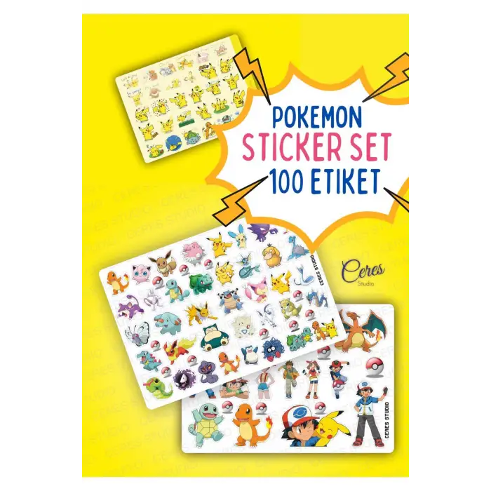 Pokemon Sticker Set - 3 Sayfa 100 Etiket