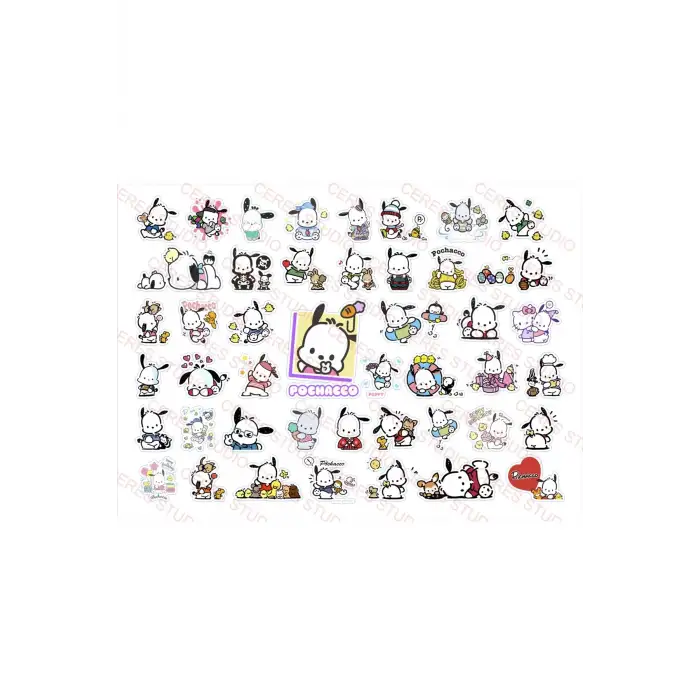 Pochacco Sanrio Hello Kitty Sticker Etiket 1 Sayfa 47 Adet Etiket