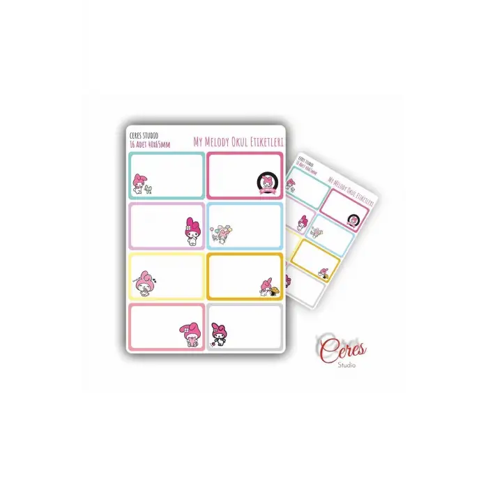 My Melody Sanrio Okul Etiketi 16 Adet (2 SAYFA)