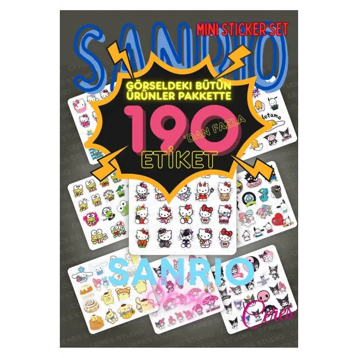 Hello Kitty Kuromi My Melody Cinnamoroll Pompom Gudetama Badzt 190 Adet Laptop Telefon Sticker Set