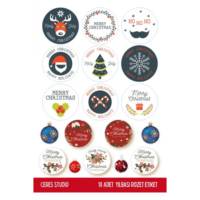 Yılbaşı Sticker Seti Merry Christmas Noel Winter 2 Sayfa 38 Adet Etiket