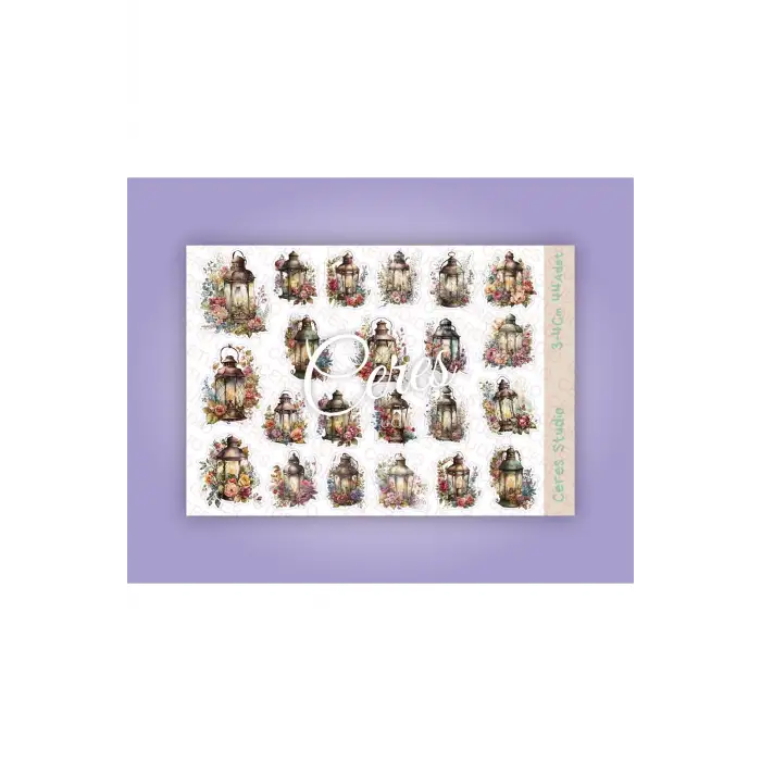 Vintage Fener Latern Tema Sticker Set 2 Sayfa 44 Adet Etiket Planlayıcı Bullet Journal