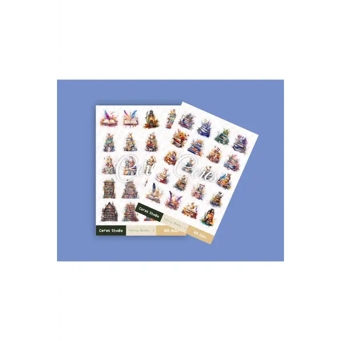 Vintage Kitaplar Tema Sticker Set Vintage Book 2 Sayfa 40 Adet Etiket Planlayıcı Bullet Journal