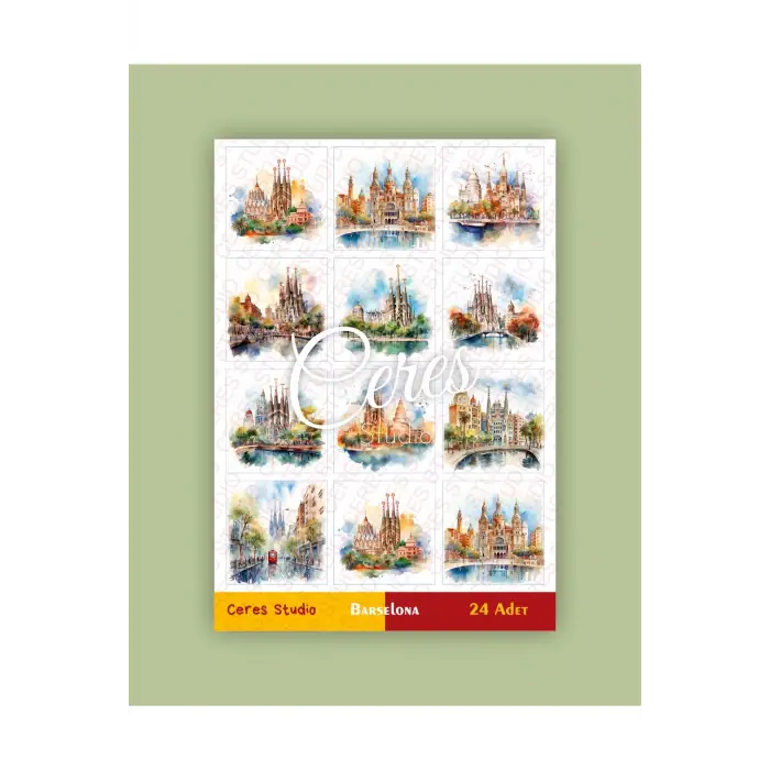 İspanya Barselona Tema Sticker Set Spain Barcelona 2 Sayfa 24 Adet Etiket Planlayıcı Bullet Journal
