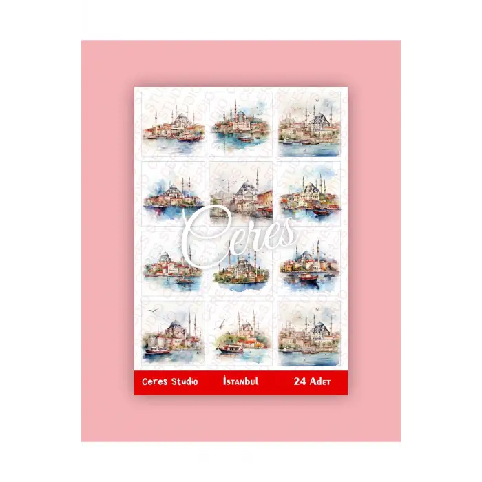 İstanbul Temalı Sticker Set 2 Sayfa 24 Adet Etiket Planlayıcı Bullet Journal