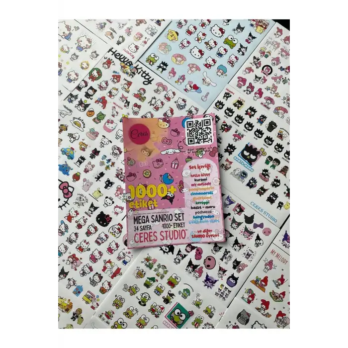 Sanrio Sticker Set Hello Kitty Kuromi Melody Cinnamoroll 34 Syf 1000 Journal Telefon Etiket