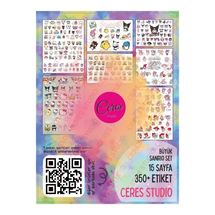Sanrio Sticker Set Hello Kitty Kuromi 15 Syf 350 Ad. Planlayıcı Bullet Journal Telefon Vb. Etiket