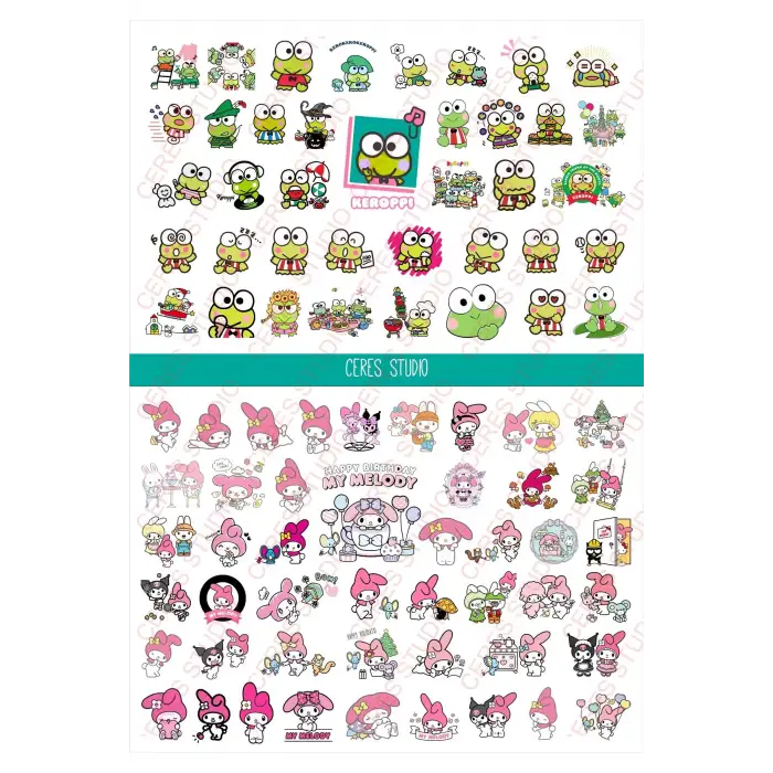 Sanrio Sticker Set Hello Kitty Kuromi 15 Syf 350 Ad. Planlayıcı Bullet Journal Telefon Vb. Etiket