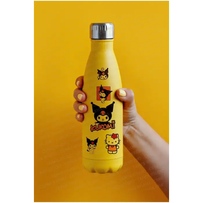 Şeffaf Kuromi Sanrio Su Geçirmez Sticker - My Melody Hello Kitty Cinnamoroll Etiket Seti