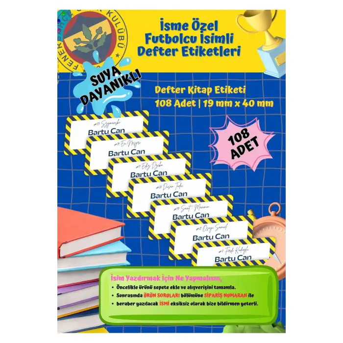 FB Etiketi Defter Etiketi Kitap Etiketi Kişiye Özel Suya Dayanıklı İsim Yazılabilien