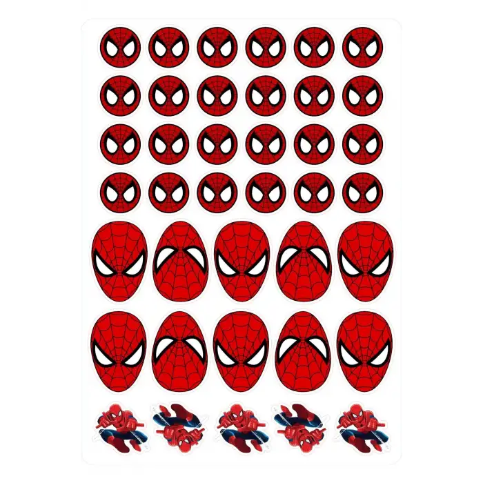 Örümcek Adam Spider Mask Sticker Etiket - 13x18cm Tek Sayfa 39 Adet Etiket