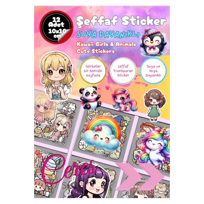 Şeffaf Kawaii Sticker Etiket