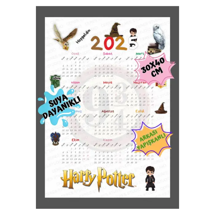 2025 Takvim - Kuromi - Hello Kitty - Harry Potter - ARKASI YAPIŞKANLIDIR