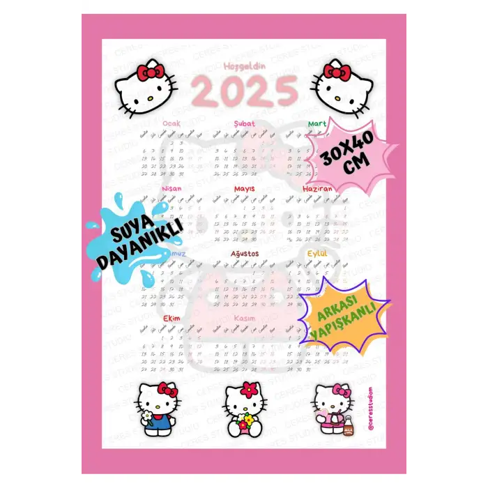 2025 Takvim - Kuromi - Hello Kitty - Harry Potter - ARKASI YAPIŞKANLIDIR