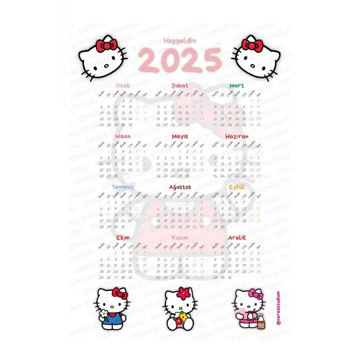2025 Takvim - Kuromi - Hello Kitty - Harry Potter - ARKASI YAPIŞKANLIDIR