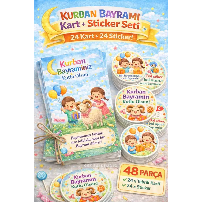 Kurban Bayramı Kart + Sticker Seti 2 (48 Parça)
