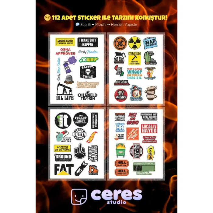 Sarcastic Mood Sticker Seti – 112 Parça Esprili, Mizahi, İronik Sticker Koleksiyonu
