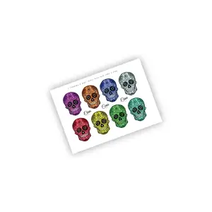 Renkli Kurukafalar Kuru Kafa Skull Sticker Etiket (30x40mm)