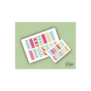 Washi Tape | Renkli - Eğlenceli - Nostaljik - Retro | Etiket Sticker (1 SAYFA)